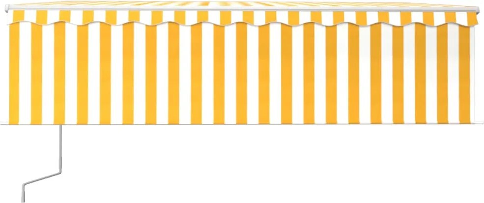Sárga-fehér redőnyös, LED-es, szélérzékelős napellenző 5x3 m