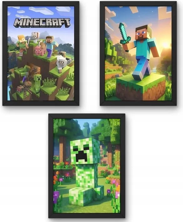 Három darabos Minecraft poszter szett A4-es méretben