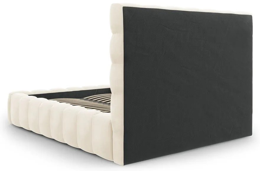 Bézs kárpitozott franciaágy tárolóhellyel, ágyráccsal 160x200 cm Bali – Cosmopolitan Design