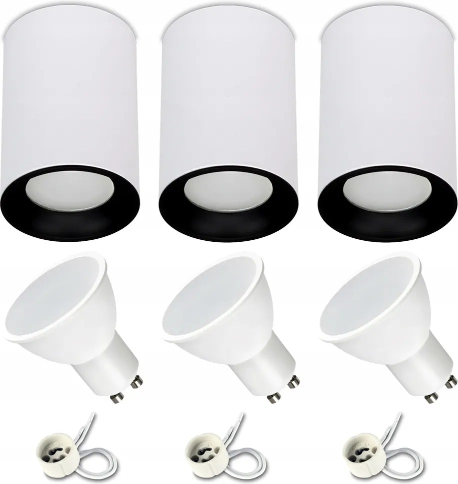 Falra szerelhető Led lámpatest Fehér Fekete modern izzó GU10 7W 3000K