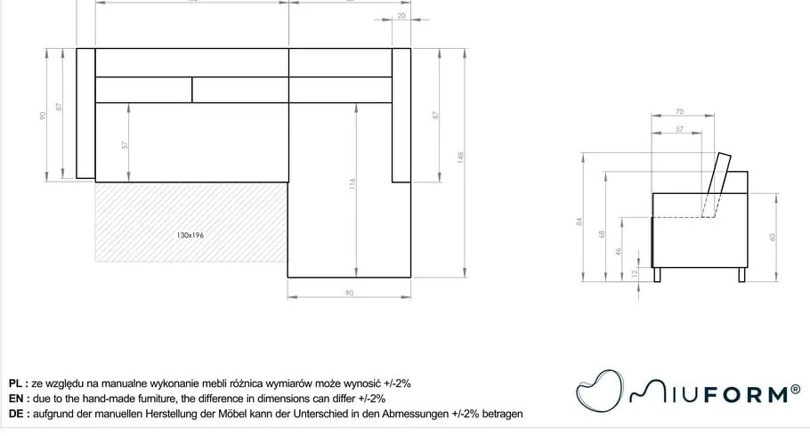 Petróleumkék bársony kinyitható sarokkanapé (jobb oldali) Lofty Lilly – Miuform