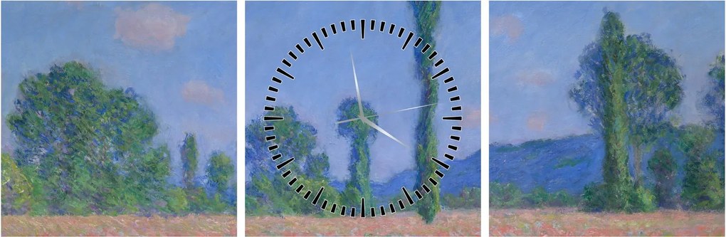 Kép - Claude Monet, Poppy Field (Giverny), reprodukciók (órával) (90x30 cm)