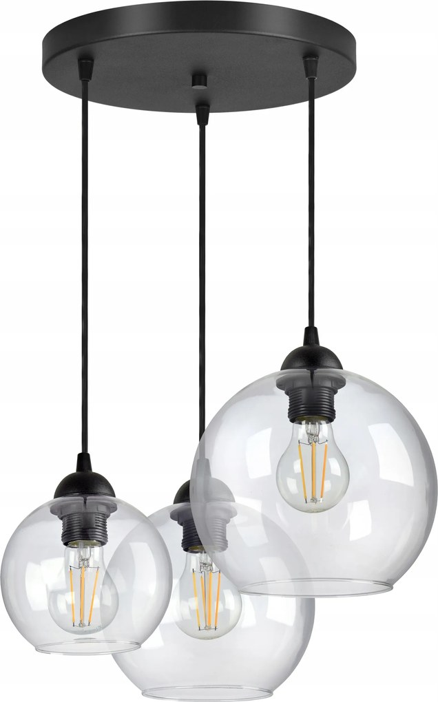 Lámpa Csillár Három különböző üveggömb Átlátszó