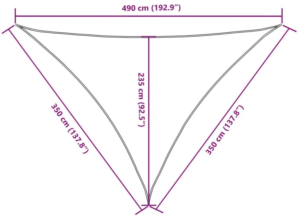 terrakotta háromszögű oxford-szövet napvitorla 3,5x3,5x4,9 m