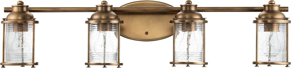 Quintiesse klasszikus loft vintage fürdőszobai lámpa ashland bay sárgaréz átlátszó elsqnashlbay4nbrbath IP44