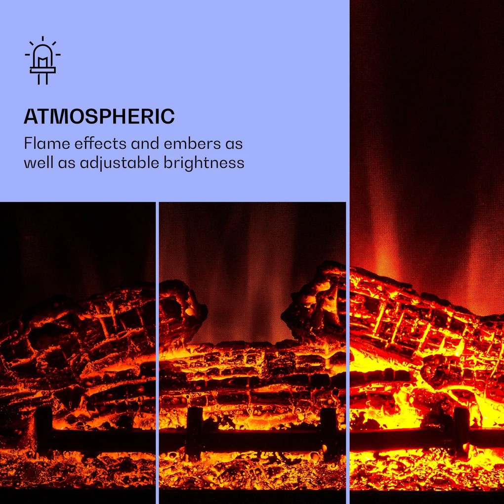 Klarstein Studio 5 Arc, elektromos kandalló, 1800 W, LED lángok, ventilátor, távirányító