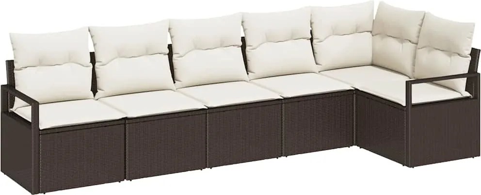 vidaXL Kanapé Szett 6 pcs Barna polirattan