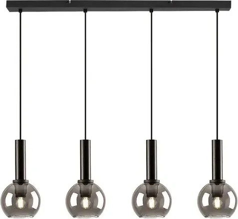 Centio függeszték 4xe27 ip20 fekete füstszínű üveg