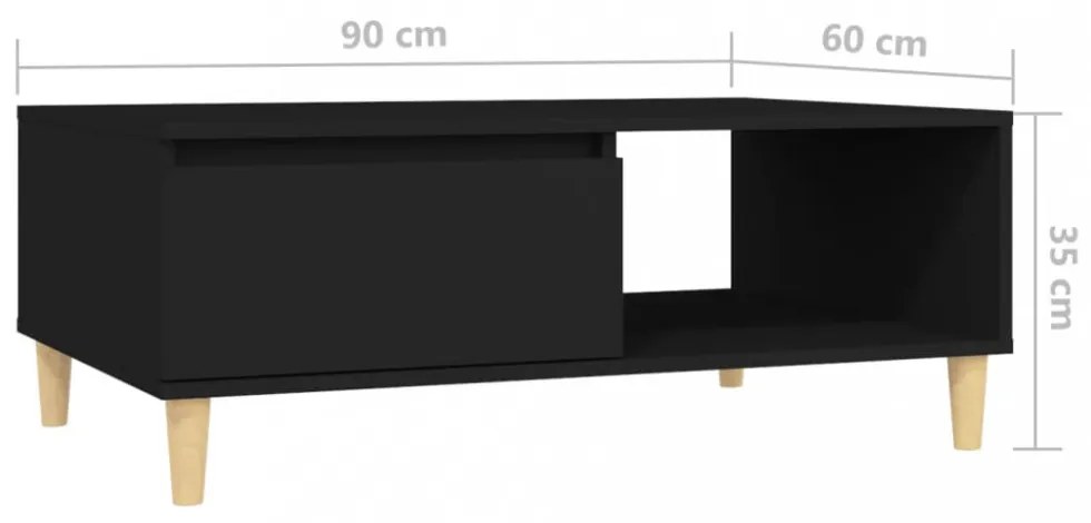 fekete szerelt fa dohányzóasztal 90 x 60 x 35 cm
