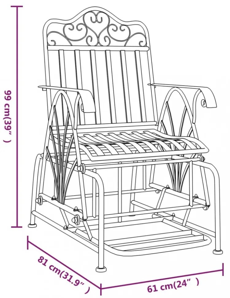 fekete acél hintapad 61 cm