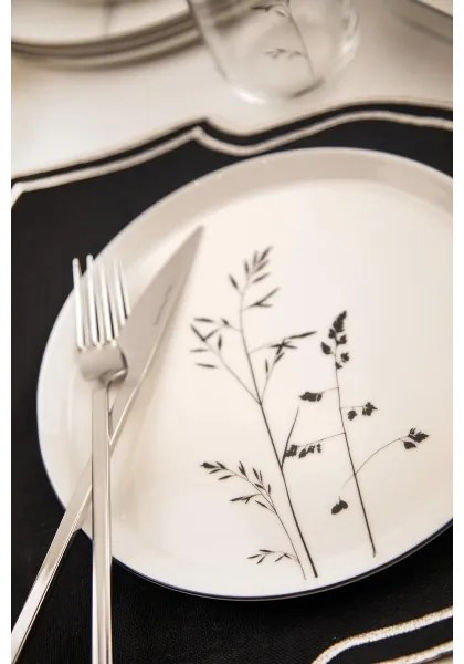 27 darabos étkészlet, fehér/fekete/porcelán