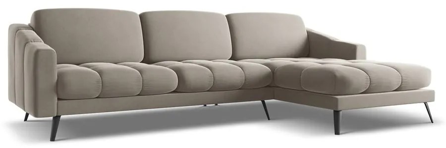 Bézs bársony sarokkanapé (jobb oldali) Nalu – Makamii