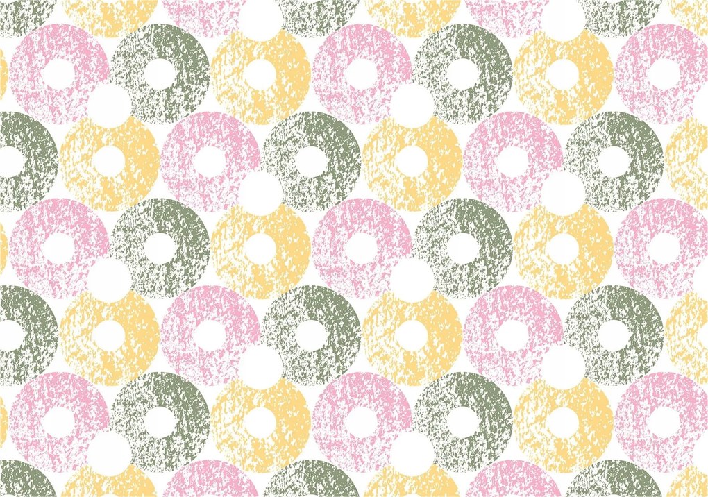 Tapéta Pasztell fánk gyűrűk fehér alapon minimalizmus 416x254 +ragasztó