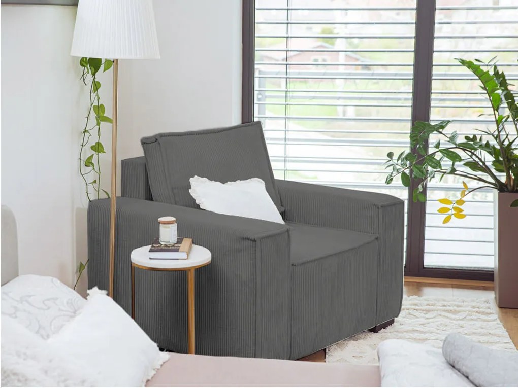 Fotel puffal SMART SET, sötétszürke