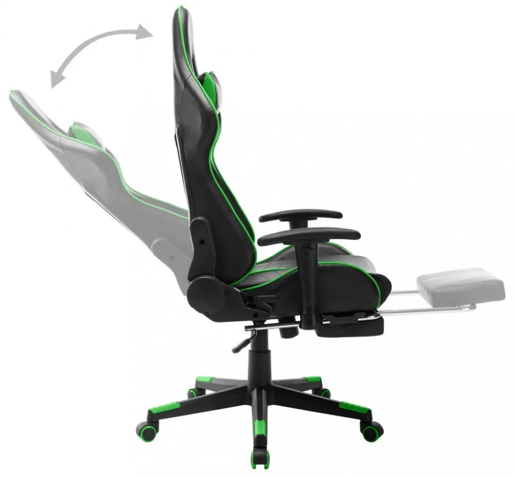 fekete és zöld műbőr gamer szék lábtámasszal