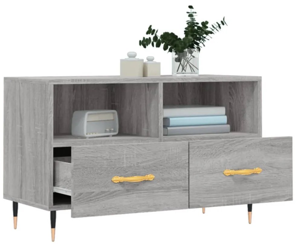 szürke sonoma színű szerelt fa TV-szekrény 80x36x50 cm