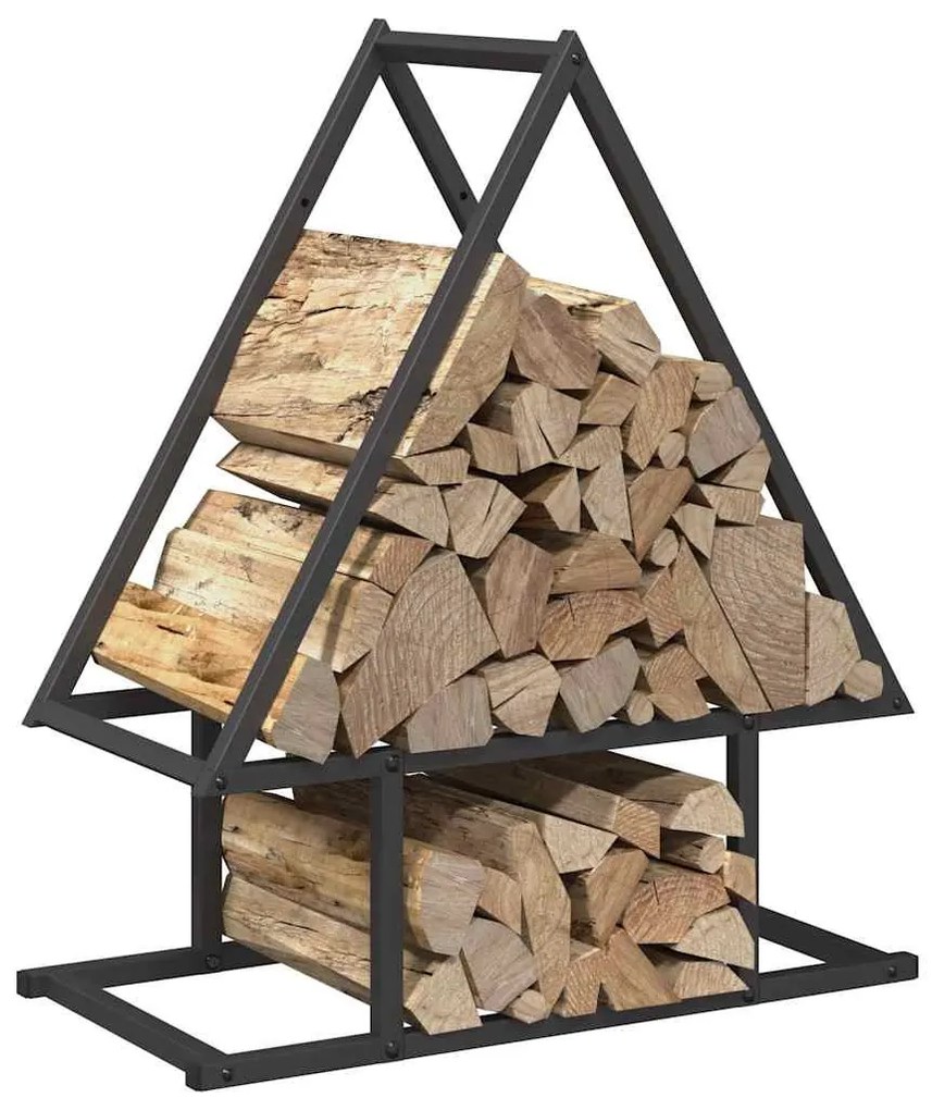 fekete hidegen hengerelt acél tűzifatároló 50x25x60 cm