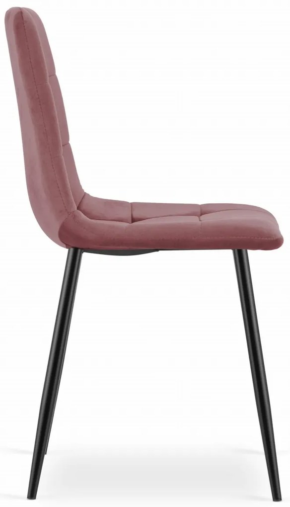Rózsaszín bársony szék KARA fekete lábakkal