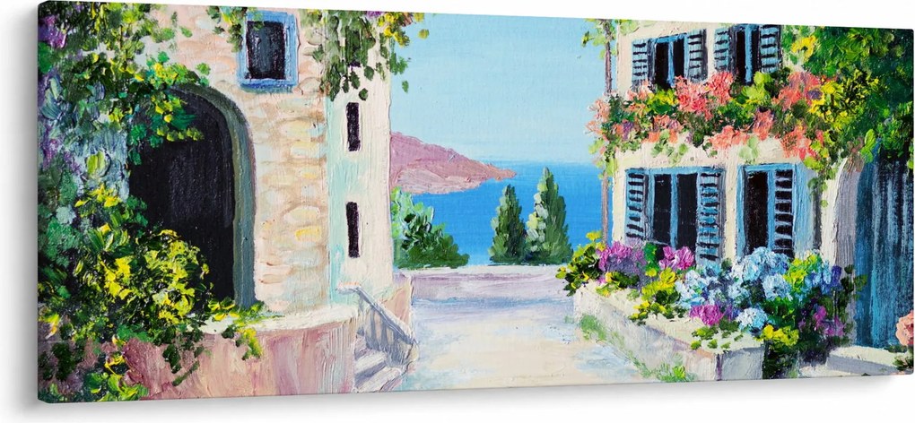 Kép - görög utca, olajfestmény (120x50 cm)