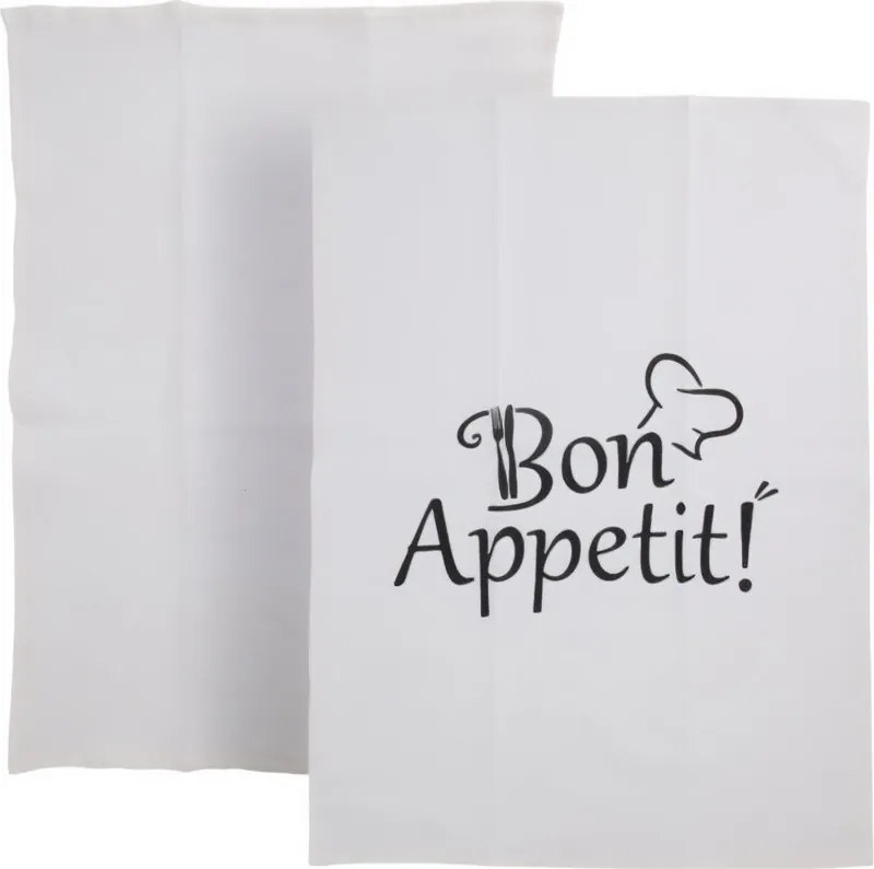 Pamut Konyhai Törlőkendő Nyomtatott Törölköző Fehér 2 db 70 x 45