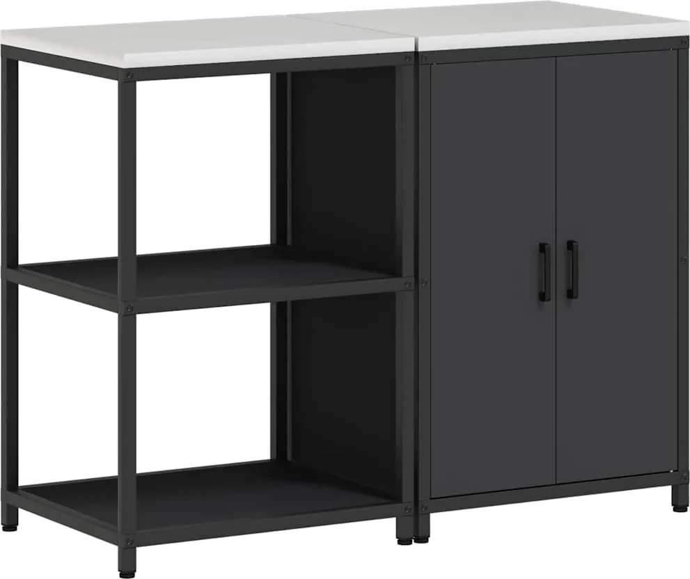 vidaXL Konyhai Tároló Készlet 2 pcs Fekete Hidegen hengerelt acél