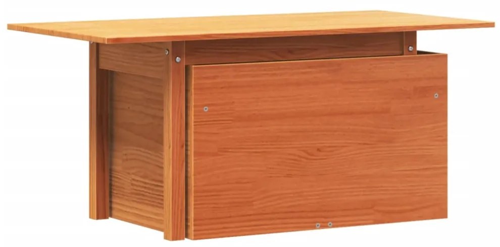 viaszbarna tömör fenyőfa kerti asztal 100 x 50 x 75 cm
