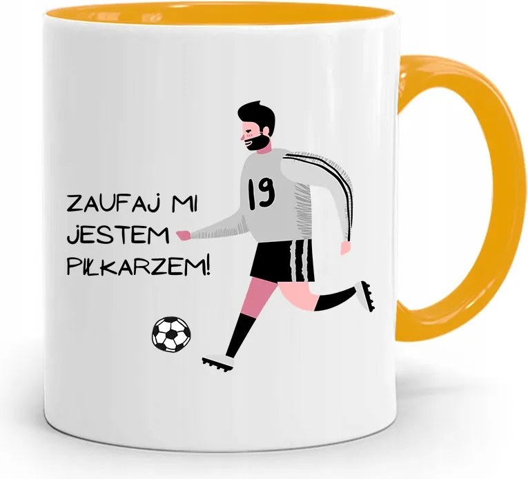 Sárga Bögre Labdarúgónak Bízz Bennem Ajándék fényképes nyomattal