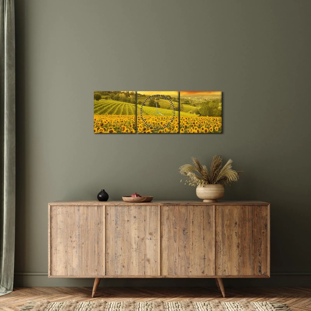 Kép - Napraforgó mező (órával) (90x30 cm)