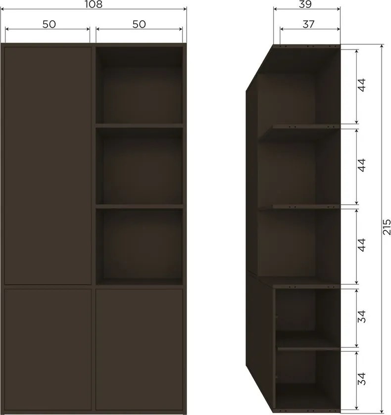 Sötétbarna borovi fenyő moduláris szekrény 108x215 cm Meggy – WOOOD