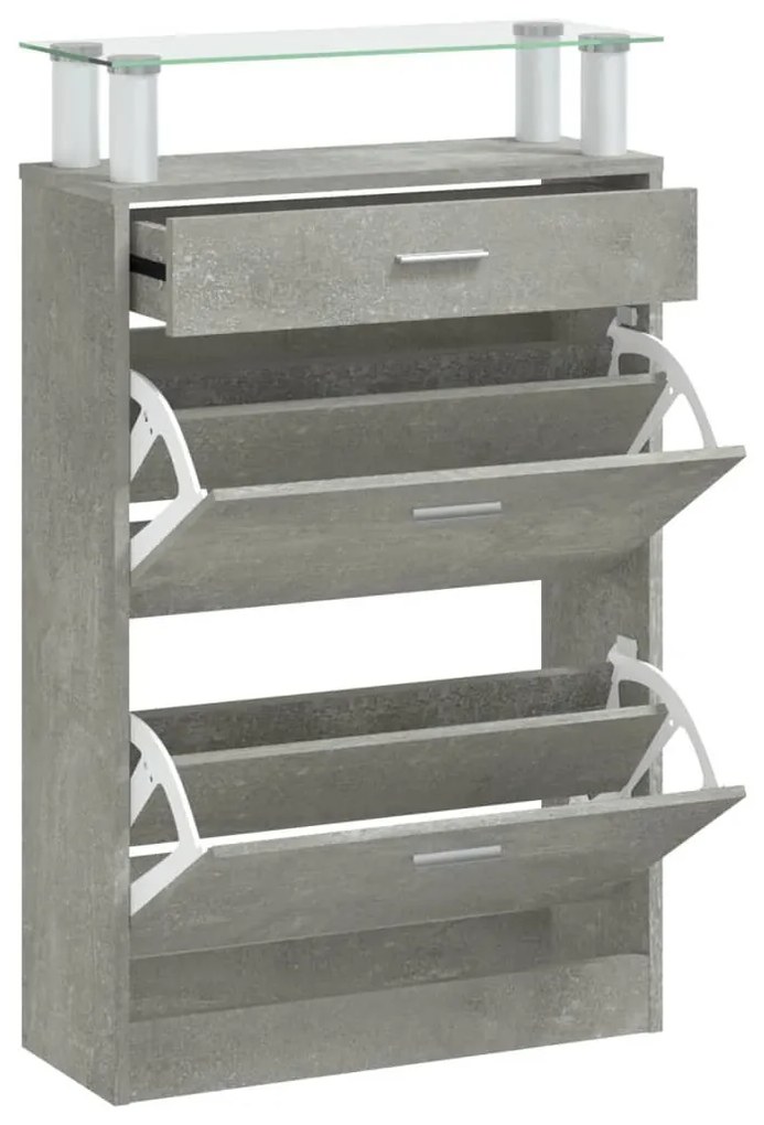 vidaXL betonszürke szerelt fa cipőszekrény 63x24x104 cm