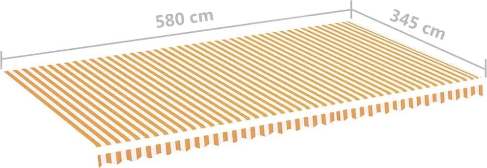 Sárga és fehér csere napellenző ponyva 6 x 3,5 m