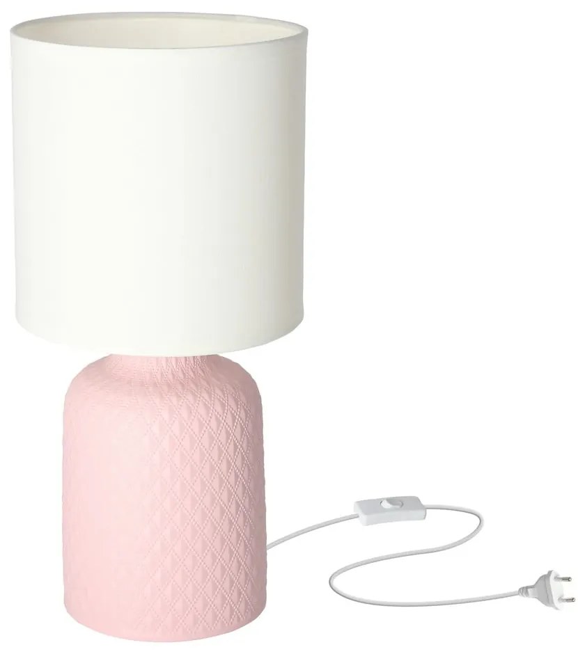 Rózsaszín asztali lámpa textil búrával (magasság 32 cm) Iner – Candellux Lighting