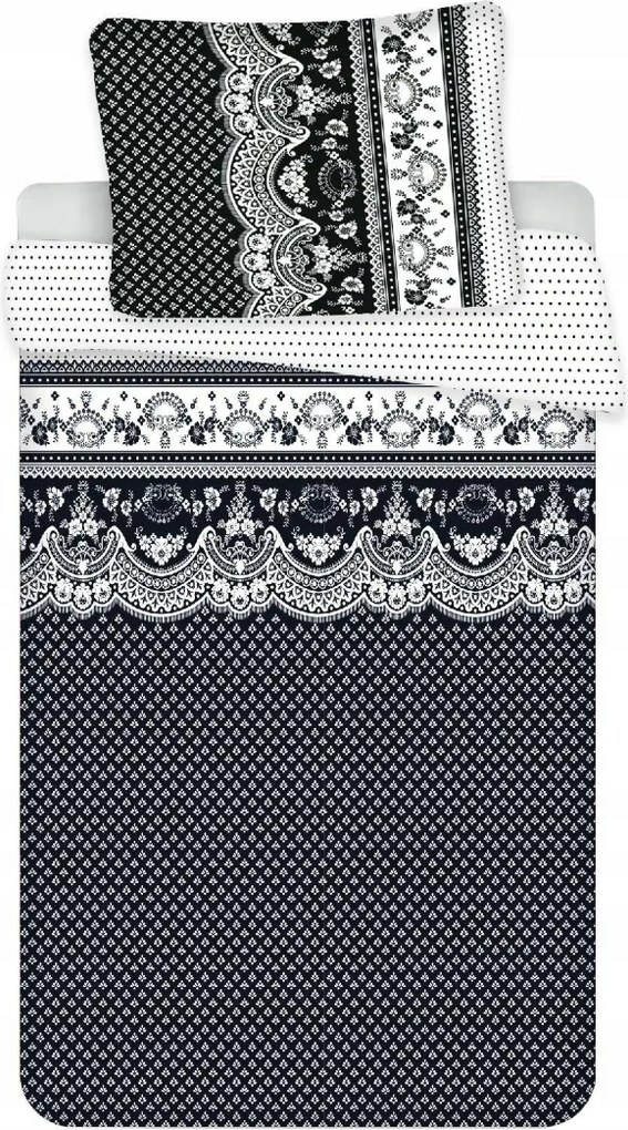 Pamut ágyneműhuzat 2 ágyra CANZONE BLACK, fekete Ágyneműhuzat mérete: 2 db 70 x 90 cm | 2 db 140 x 200 cm