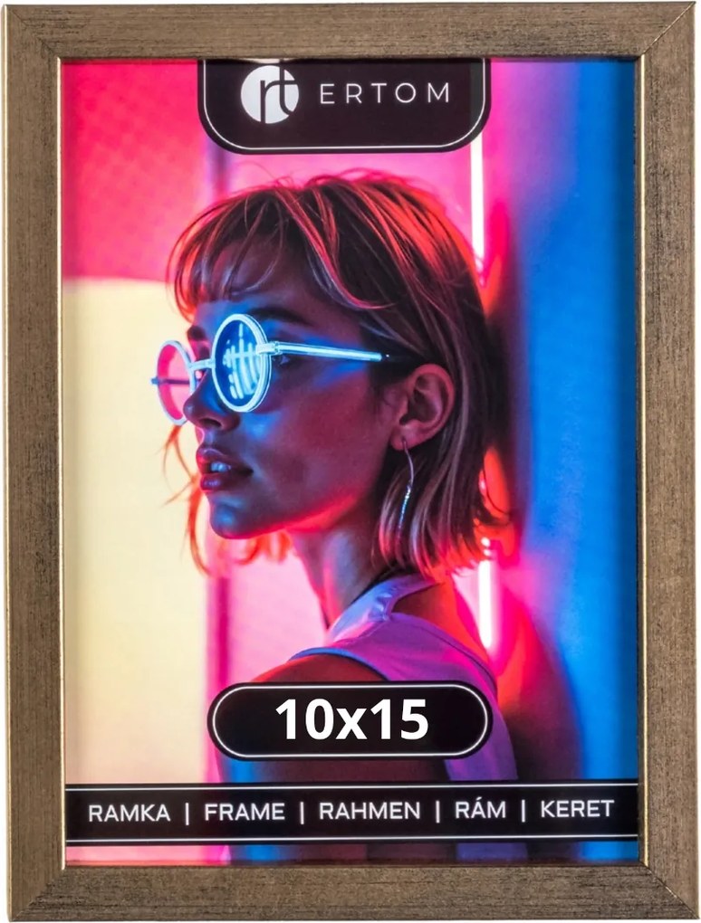 Fa képkeret 10x15 üveg régi arany modern