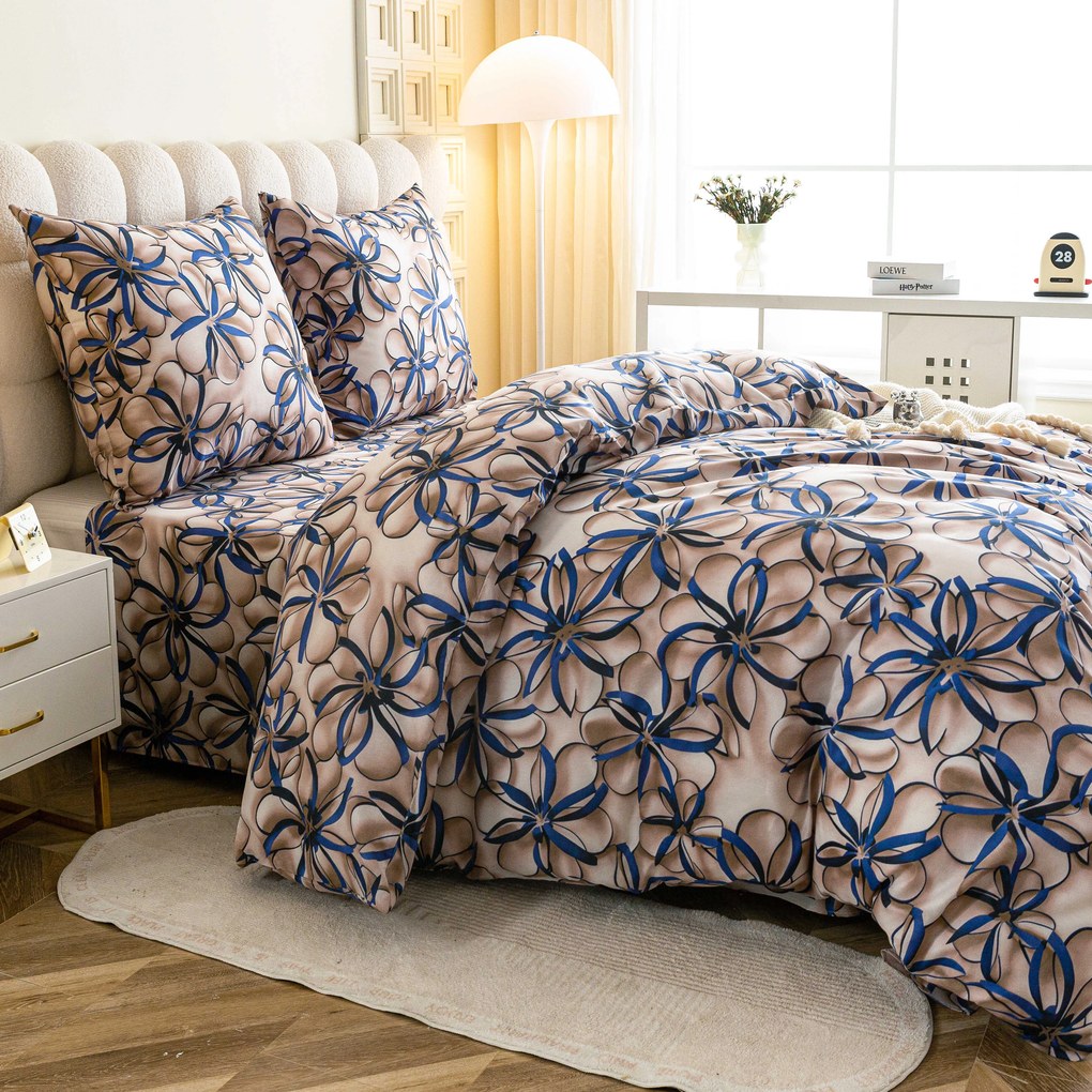 Mikroszálas ágynemű FLORVINA bézs Ágyneműhuzat mérete: 2 db 70 x 90 cm | 200 x 220 cm