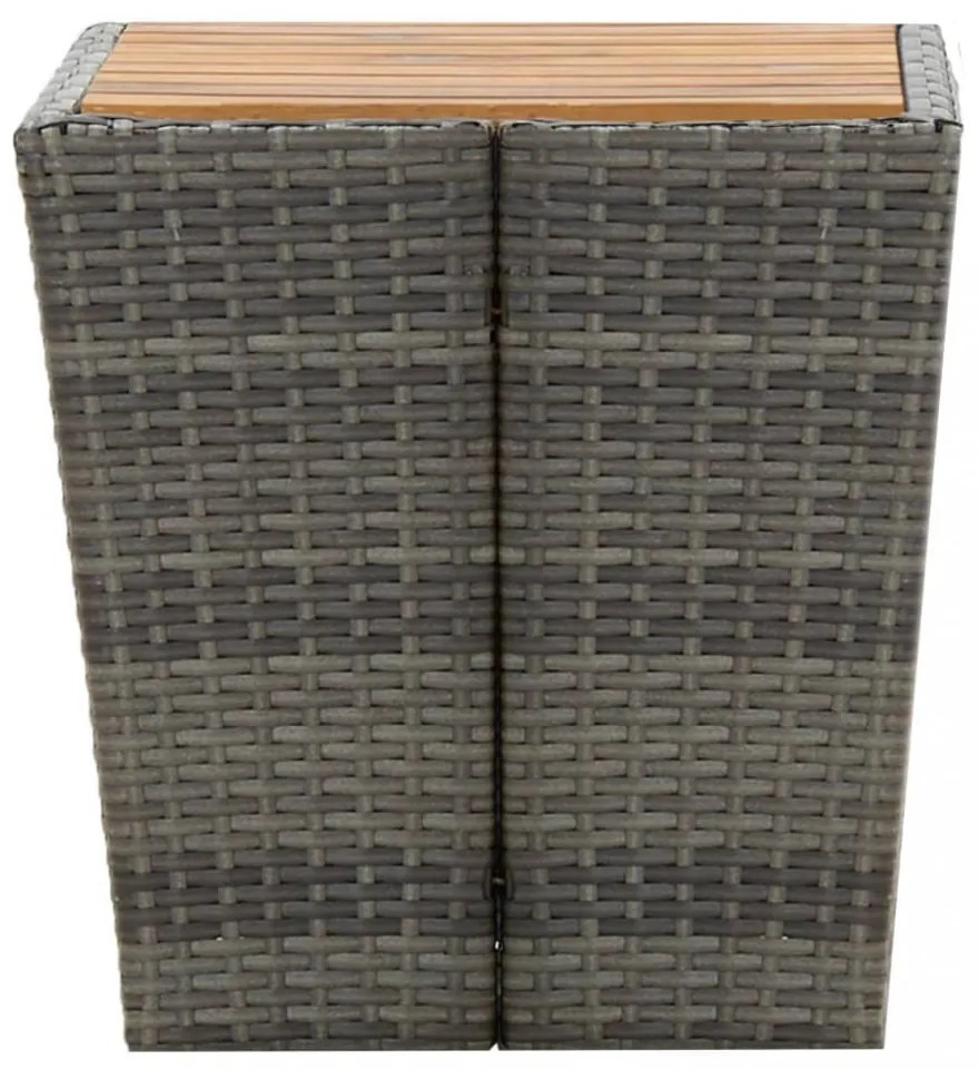 3 részes szürke polyrattan és akácfa bisztrószett
