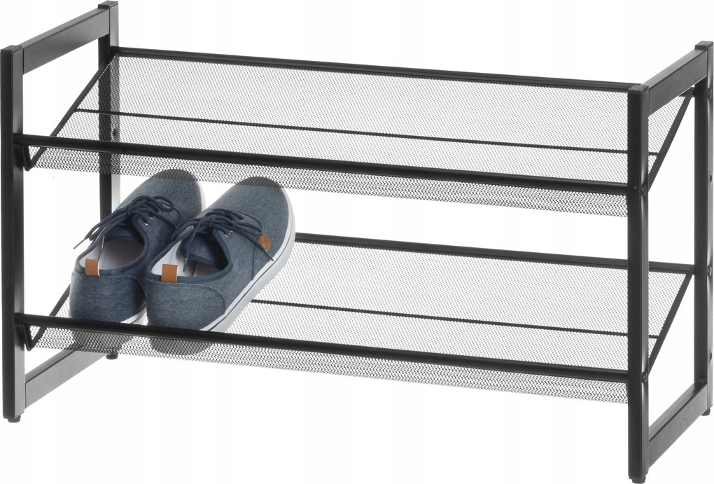 Cipőtartó Állvány Fém 2 Szintes Fekete 42 X 74 X 30,5 CM Előszobába
