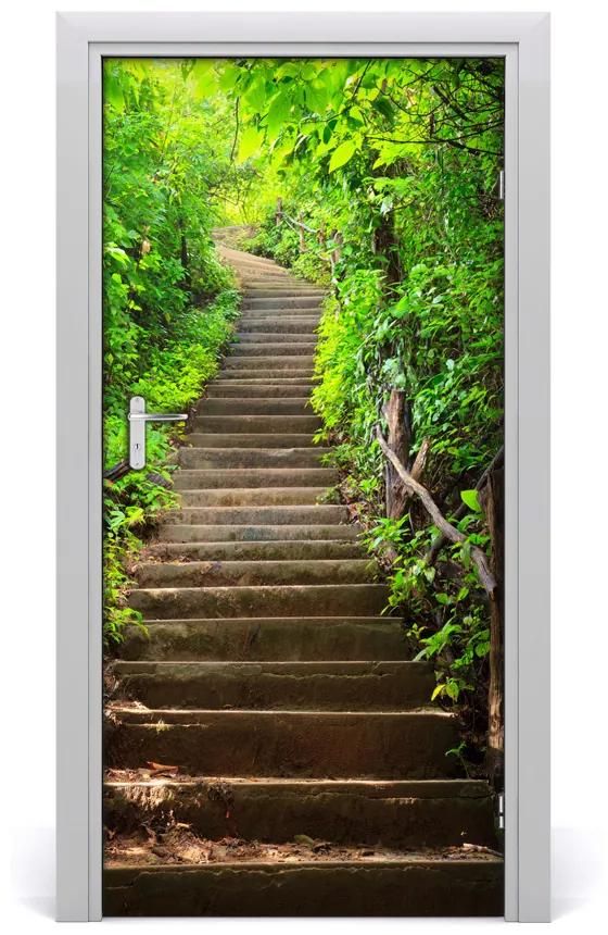 Ajtóposzter öntapadós Lépcsők az erdő 75x205 cm