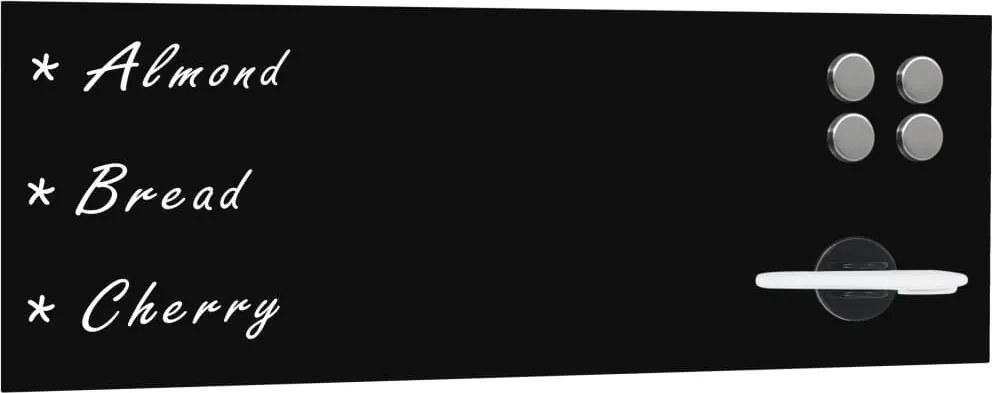 vidaXL fekete, falra szerelhető mágneses üvegtábla 60 x 20 cm