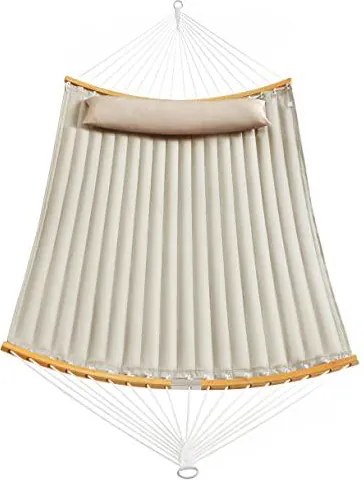 2 személye kemping függőágy párnával, 200x140 cm, max 225 kg, krém bézs színű