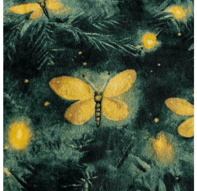 Mikroplüss pléd YELLOW BUTTERFLY, sötétzöld Méret: 160 x 200 cm