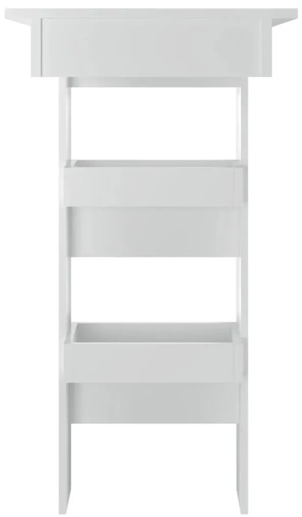 Magasfényű fehér fatermék fali bárasztal 102 x 45 x 103,5cm