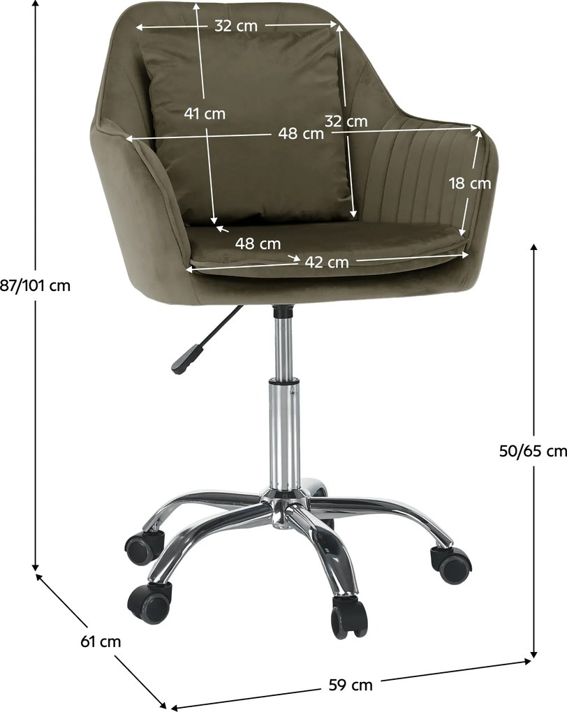 Irodai fotel, szürkésbarna Taupe Velvet anyag/króm, KLIAN