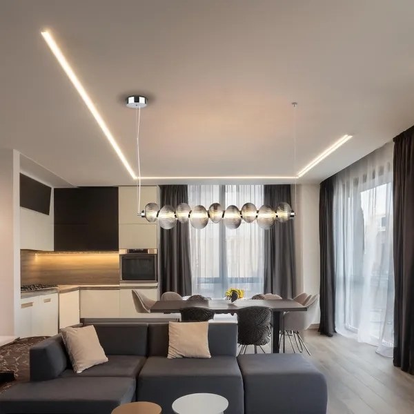 LED csillár kábelen BOLLA LED/32W/230V fényes króm/füstszürke