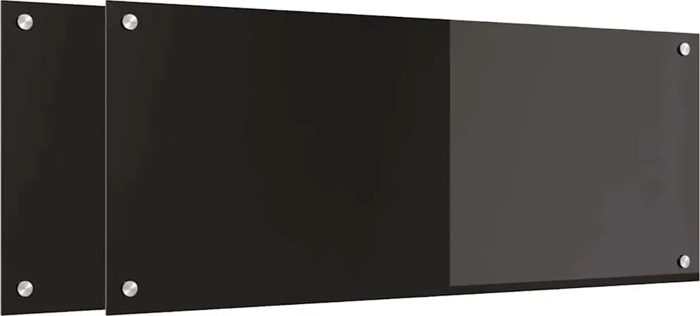 vidaXL Konyhai splashback 2 pcs Fekete 100 x 40 cm edzett üveg