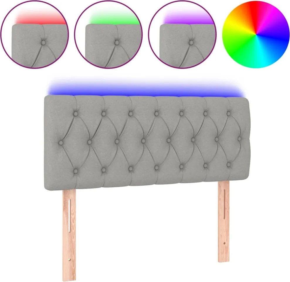 vidaXL világosszürke szövet LED-es fejtámla 100 x 7 x 78/88 cm