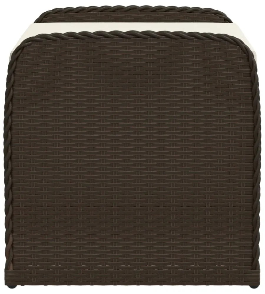 barna polyrattan tárolópad párnával 80 x 51 x 52 cm