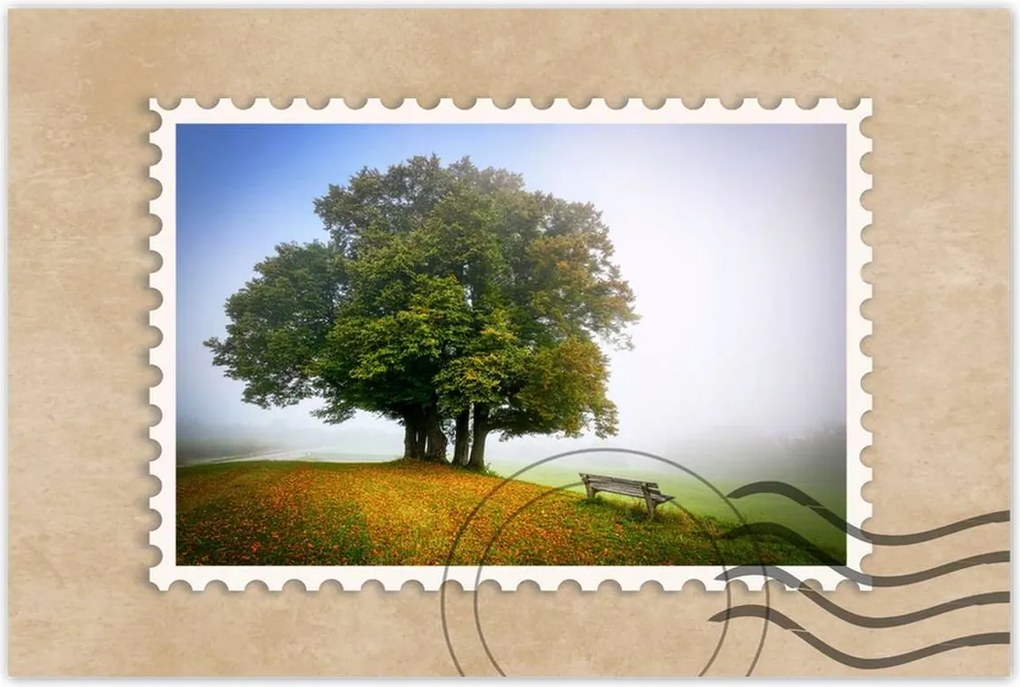 Poszterek 120x80 Tájkép paddal Fa