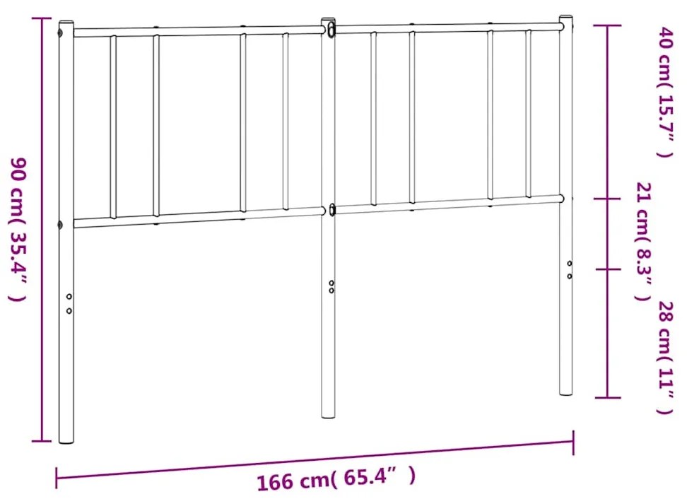 fehér fém fejtámla 160 cm