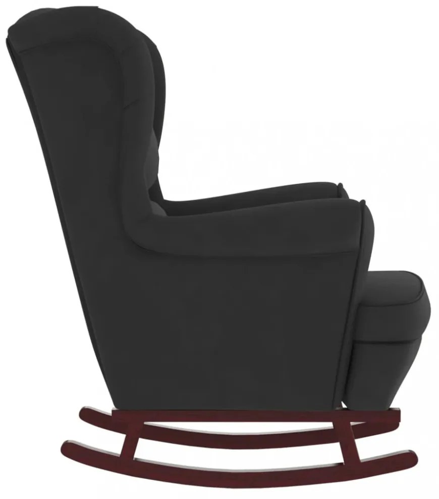 hintaszék, fekete bársony és tömörfa háttámlával